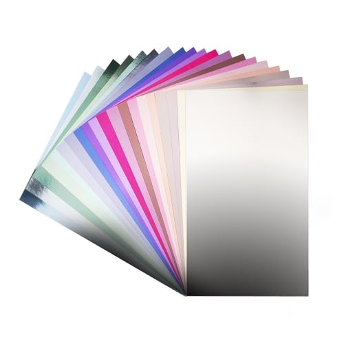 Ideen mit Herz Spiegelkarton | Metallpapier | Bastelpapier metallic | 20 Bogen | Din A4 | 200 g/m² | Weiße Rückseite (Metallic) von Ideen mit Herz