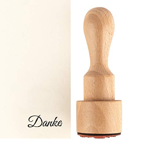 Ideen mit Herz Stempel | Hochwertiger Holzstempel mit Griff | Ø 3 cm | 8,5 cm hoch | verschiedene Sprüche zur Auswahl (Danke) von Ideen mit Herz