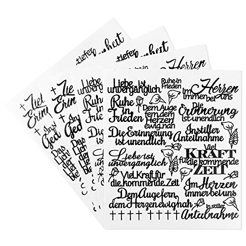 Ideen mit Herz Sticker "Handlettering Art" | Aufkleber | Verschiedene Schriftzüge zur Hochzeit, Liebe, Trauer, Ostern uvm. | Jeweils 4 Bogen à 20 x 23 cm (Kondolenz | Trauer | Anteilnahme) von Ideen mit Herz