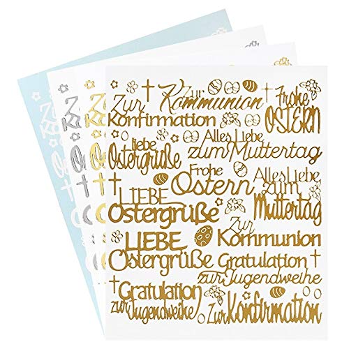 Ideen mit Herz Sticker "Handlettering Art" | Aufkleber | Verschiedene Schriftzüge zur Hochzeit, Liebe, Trauer, Weihnachten, Ostern uvm. | Jeweils 4 Bogen à 20 x 23 cm (Ostern | Weitere Anlässe) von Ideen mit Herz