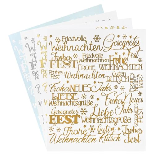 Ideen mit Herz Sticker "Handlettering Art" | Aufkleber | Verschiedene Schriftzüge zur Hochzeit, Liebe, Trauer, Weihnachten, Ostern uvm. | Jeweils 4 Bogen à 20 x 23 cm (Weihnachten) von Ideen mit Herz