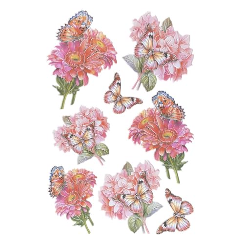 Ideen mit Herz Stickerbogen 3-D Relief-Sticker | Aufkleber | Hochwertig geprägt mit 3-D-Effekt | Fensterbilder | Scrapbooking | Din A4 Bogen mit vielen Motiven (Schmetterlinge & Blumen 03) von Ideen mit Herz