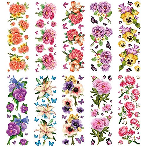 Ideen mit Herz Transparent-Sticker, 10 Bogen à 10cm x 30cm | Bunte Aufkleber zum Basteln & Dekorieren (Blumen-Sträußchen) von Ideen mit Herz