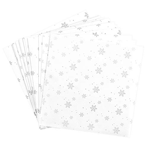 Ideen mit Herz Transparentpapier | 100 Blatt | Premium-Qualität | 110 g/qm | bedruckt | ideales Faltpapier zum Sterne basteln | transparentes Bastelpapier (Eiskristalle | weiß & silber, 20 x 20 cm) von Ideen mit Herz