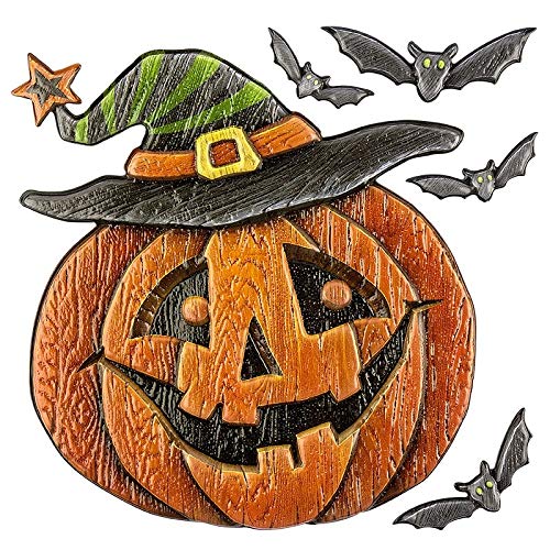 Ideen mit Herz Sticker | Aufkleber | Abziehbilder | Stickerbögen mit diversen Motiven | Halloween | Bogengröße 18 x 17,5 cm (Kürbis Holzoptik) von Ideen mit Herz