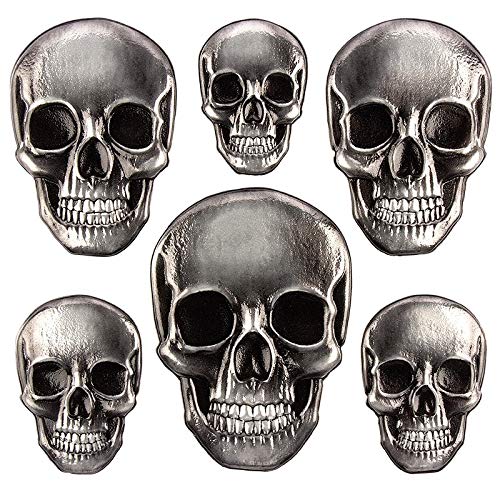 Ideen mit Herz Sticker | Aufkleber | Abziehbilder | Stickerbögen mit diversen Motiven | Halloween | Bogengröße 18 x 17,5 cm (Totenkopf metallic) von Ideen mit Herz