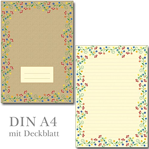 2 Schreibblöcke Blütenzauber Vintage je 23 Blatt Format DIN A4 mit Deckblatt 7220-2 von Ideenstadl