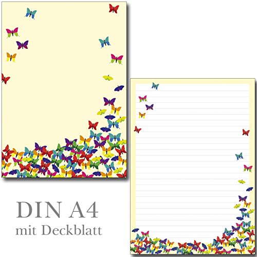 2 Schreibblöcke bunte Schmetterlinge je 24 Blatt Format DIN A4 mit Deckblatt 7210-2 von Ideenstadl