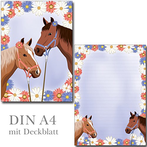 2 Schreibblöcke zwei Pferde je 24 Blatt Format DIN A4 mit Deckblatt 7300 von Ideenstadl