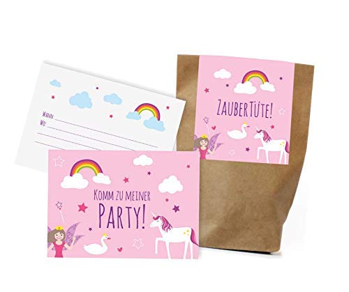 12x "Einhorn / Märchen" Einladungskarten + Partytüten - Set / Einhorn Party Einladungskarten Einhorn Kindergeburtstag Partytüten Kindergeburtstag Einhorn Partytüten Kindergeburtstag Einladungen von Ideenverlag HAMBURG