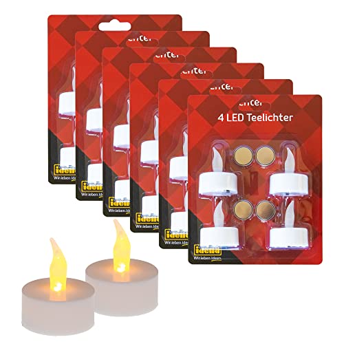 Idena 10124218 - LED Teelichter Set, 24 Stück, elektrische Kerzen mit flackerndem Licht, inklusive Batterien, Deko für Hochzeit, Party, Weihnachten, Ostern, als Stimmungslicht von Idena