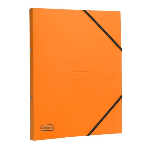 Idena 11107 - Eco Ringbuch aus Karton in DIN A4, Ordner in Orange mit 20 mm Rückenbreite und 2-Ring-Mechanik, Gummizug über Eck von Idena