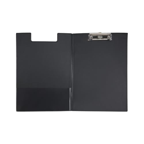 Idena 11375 - Klemmbrettmappe für DIN A4, Hochformat, PVC beschichtetes Clipboard in Schwarz, mit Deckel von Idena