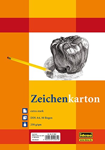 Idena 212061 Zeichenkarton extra stark, DIN A4, 250 g / m², 50 Bogen (DIN A4 | 5er Pack) von Idena