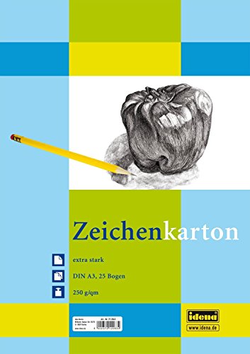 Idena 212063 Zeichenkarton extra stark, DIN A3, 250 g / m², 25 Bogen Doppelpack von Idena