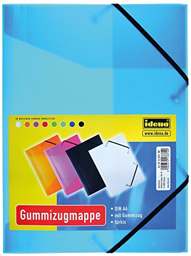 Idena 213374 - Sammelmappe mit Gummizug für DIN A4, aus Polypropylen, transluzent türkis, 1 Stück von Idena