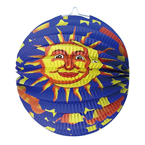 Idena 30229 - Lampion Sonne, Mond und Sterne, Durchmesser 26 cm, St. Martin, Lichterfest, Laternenumzug, Advent, Weihnachten, Dekoration von Idena