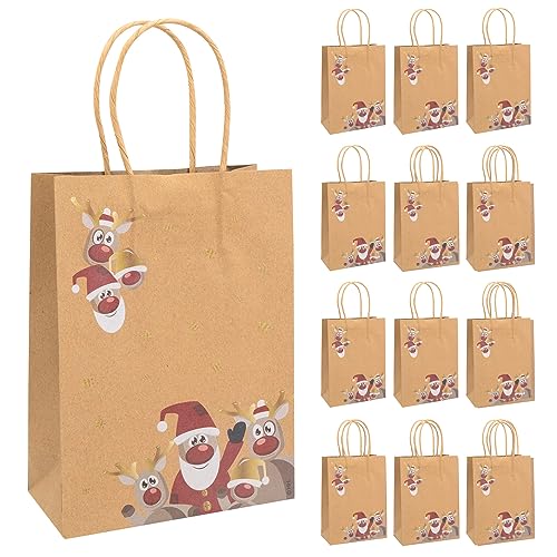 Idena 30334-12 - Geschenktüten Rentier, 12 Stück, 15 x 20 x 7 cm, Papiertüten, Geschenktaschen, Weihnachtstüten von Idena