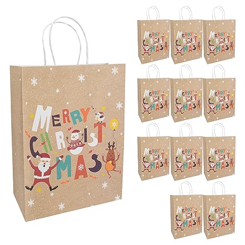 Idena 30359-10 - Geschenktüten Weihnachten, 12 Stück, 25 x 34,5 x 8,5 cm, Papiertüten, Geschenktaschen, Weihnachtstüten von Idena