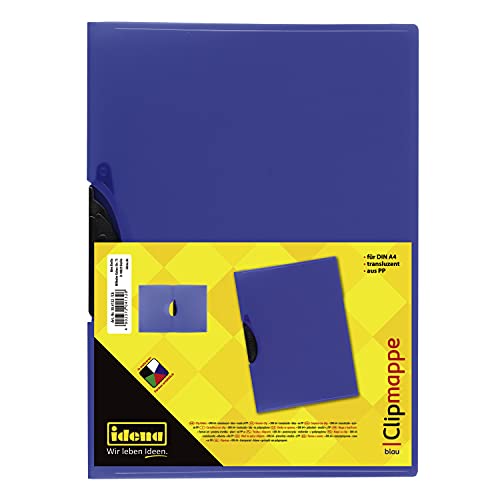 Idena 304132 - Clip Mappe für DIN A4, aus Polypropylen, transluzent blau, 1 Stück von Idena