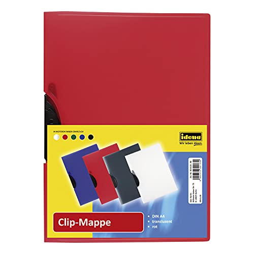 Idena 304133 - Clip Mappe für DIN A4, aus Polypropylen, transluzent rot, 1 Stück von Idena