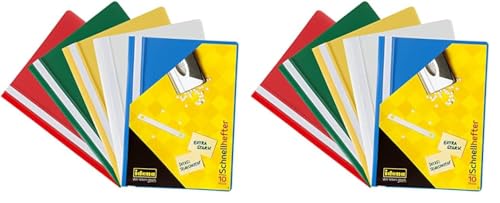 Idena 307007 - Schnellhefter für DIN A4, aus Kunststoff, 10 Stück, 5 Farben, 2 x blau/weiß/gelb/grün/rot (Packung mit 2) von Idena