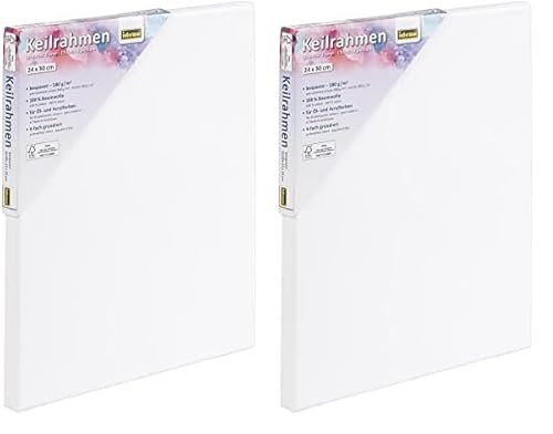 Idena 60007 - Keilrahmen mit Leinwand aus 100% Baumwolle, Grammatur 380 g/m², für Öl- und Acrylfarben, ca. 24 x 30 cm, groß weiß (Packung mit 2) von Idena