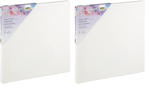 Idena 60031 - Keilrahmen mit Leinwand aus 100% Baumwolle, Grammatur 380 g/m², für Öl- und Acrylfarben, ca. 30 x 30 cm groß, weiß (Packung mit 2) von Idena