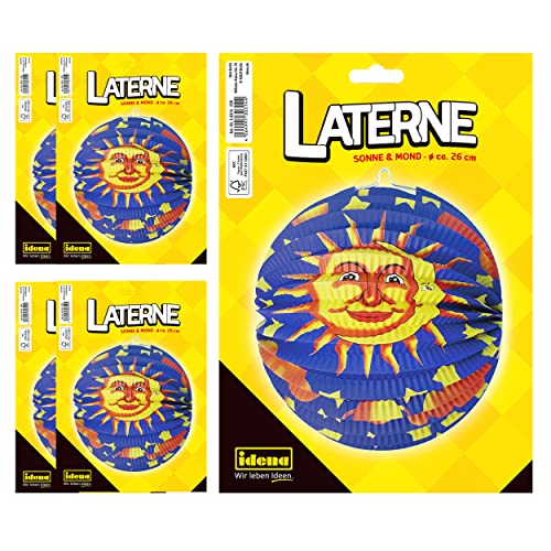 Idena 90119 - Laterne Sonne & Mond, 5 Stück, Durchmesser 26 cm, Lampion, Papierlaterne, Sankt Martin von Idena