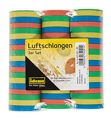 Idena Luftschlangen - 5 Pakete 3er Set - 18 Abrisse / 4m von Idena