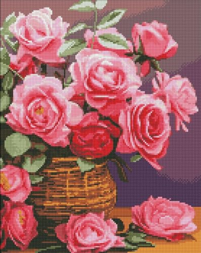 Ideyka Diamond Painting - Farbenfrohe Rosen 40x50 Blumen mit Holzrahmen von Ideyka