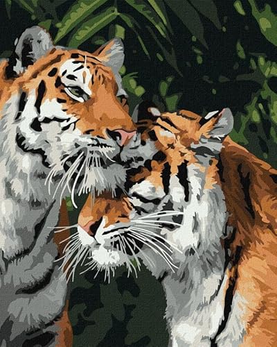 IDEYKA Tigerliebe- Malen nach Zahlen für Erwachsene, einfaches Acryl-Malen nach Zahlen für Erwachsene, malen nach zahlen erwachsene mit rahmen,DIY-Malen nach Zahlen als Geschenk, 40х50cm von IDEYKA