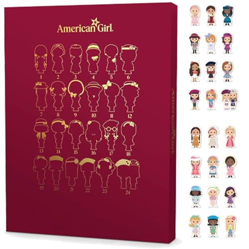 Americans Girl 2024 Adventskalender, Girls Collection Adventskalender, Weihnachts Countdown Kalender mit 24 dollsPuppen Aus Holz, 24 Tage Weihnachtsgeschenkset für Kinders von Idezek