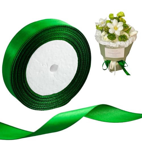 Satinband, 2cm x 22 Meters Dekoration Präsent Geschenkband Schleifenband Dekoband für Geschenk Hochzeit Party (Grün) von IheDovb