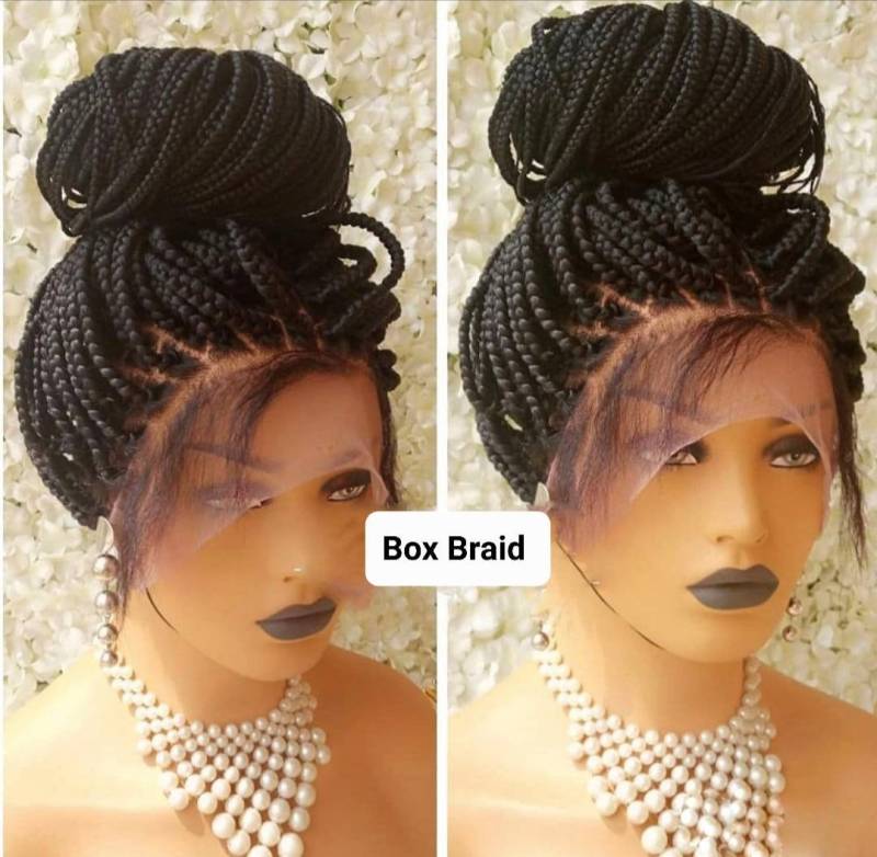 Echthaar Knotenlose Volle Spitze Geflochtene Perücke, Perücken Für Schwarze Frauen, Box Geflochtene Lace Frontal Braid. Cornrow Perücke von IjUltimateHair