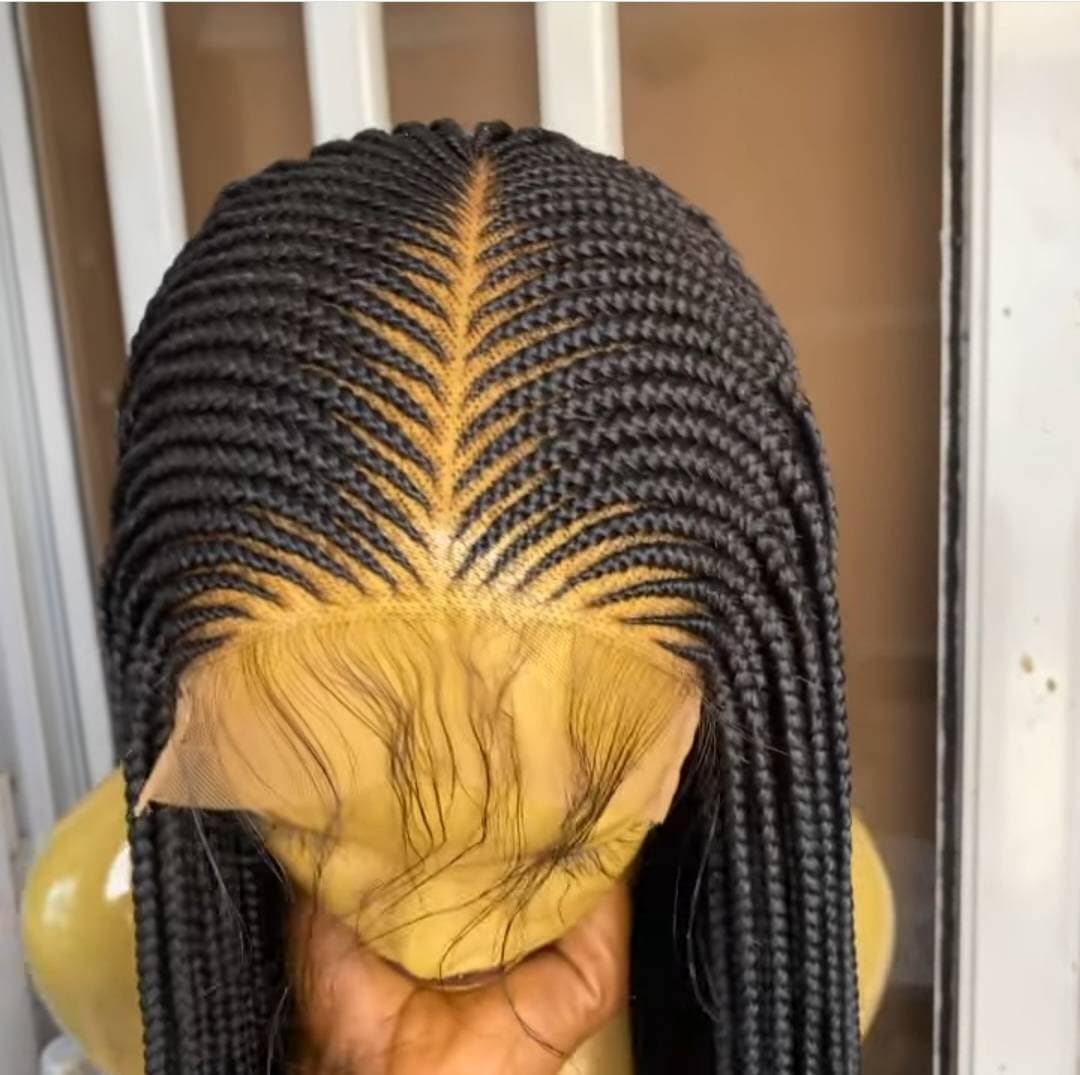 Handgemachte Volle Spitze Und Frontal Cornrow Geflochtene Perücke. Ghana-Perücken Für Schwarze Frauen. Box Braid Perücke von IjUltimateHair