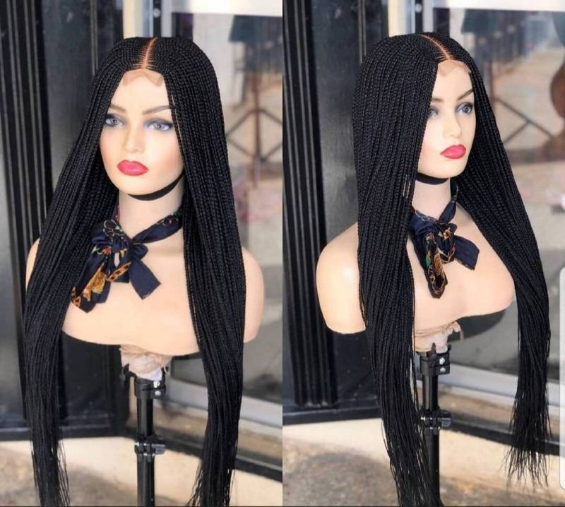 Leichte Geflochtene Perücke, Versandfertig Handgefertigte Box Zopf Cornrow Spitzenverschluss Mit Babyhaar Frontal. Flechtperücken Für Schwarze Frauen von IjUltimateHair