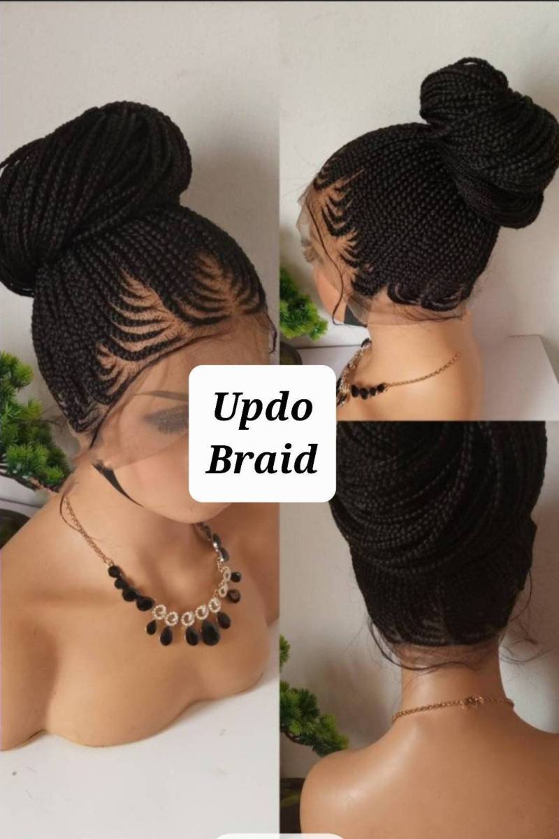 Updo Full Lace Cornrow Geflochtene Perücke, Geflochtene Perücken, Braid Ghana Weberei Perücke. Perücke von IjUltimateHair