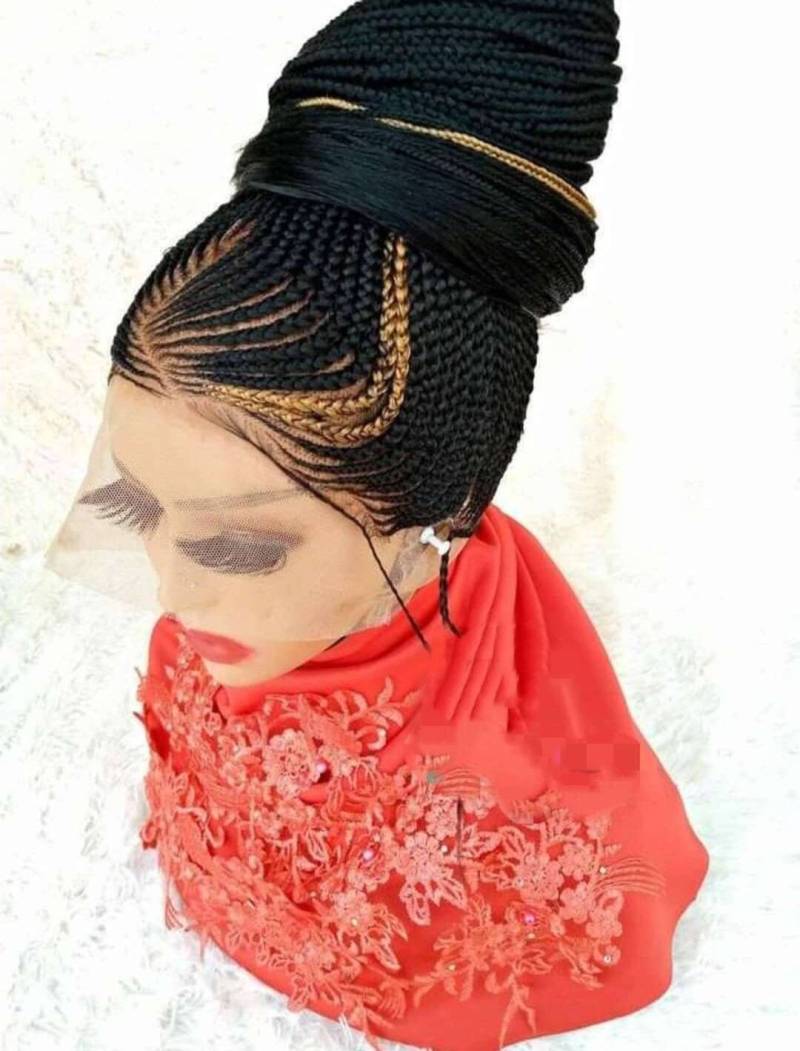 Updo Full Lace Cornrow Geflochtene Perücke, Perücken. Zopf Spitze Perücke. Geflochtene Perücke Aus Ghana von IjUltimateHair