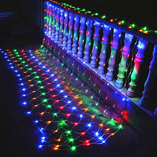 Ikodm Lichternetz 3x2m, 200LED Bunt Lichterkette Netz, 8 Modi Lichterkettennetz Lichtketten Lichtervorhang mit Stecker von Ikodm