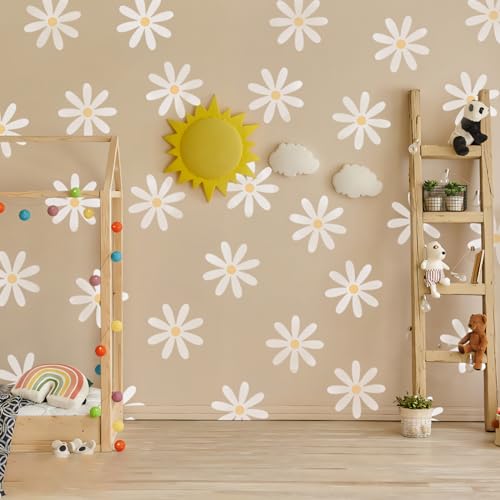 10 PCS Gänseblümchen Wandaufkleber, Gänseblümchen Wandaufkleber für Baby Mädchen und Kleinkind Schlafzimmer, Gänseblümchen Aufkleber Kinderzimmer Kunst Schlafzimmer Wohnzimmer Klassenzimmer Dekoration von Ikosora