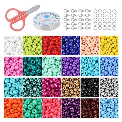 24000 Stück Glasperlen 3 mm Kleine Perlen Mini Ponyperle 24 Farben Lose Perlen Distanzperlen mit 24-Gitter Aufbewahrungsbox für Schmuckherstellung von Ikruidy