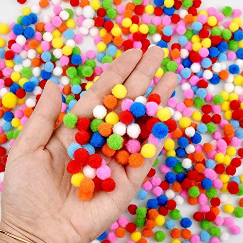 Kunsthandwerk Pompons Bälle 2000 Stück 10 mm Bunte Pompons für Kinder Mini Verschiedene Pompons für Hobbybedarf und DIY Kreativen Handwerk Dekorationen von Ikruidy