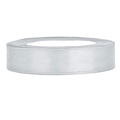 25 m Satinband Geschenkband Silber 12 mm breit von PartyDeco