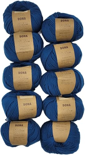 10 x 50 Gramm Ilkadim Export Merino Wolle Dona 100% Merino, 500 Gramm Paket Wolle für Stricken und Häkeln (Blau 106-22) von Ilkadim Export