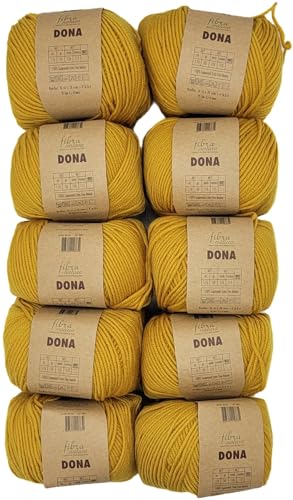 10 x 50 Gramm Ilkadim Export Merino Wolle Dona 100% Merino, 500 Gramm Paket Wolle für Stricken und Häkeln (Ocker 106-03) von Ilkadim Export