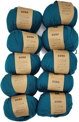 10 x 50 Gramm Ilkadim Export Merino Wolle Dona 100% Merino, 500 Gramm Paket Wolle für Stricken und Häkeln (Petrol 106-27) von Ilkadim Export