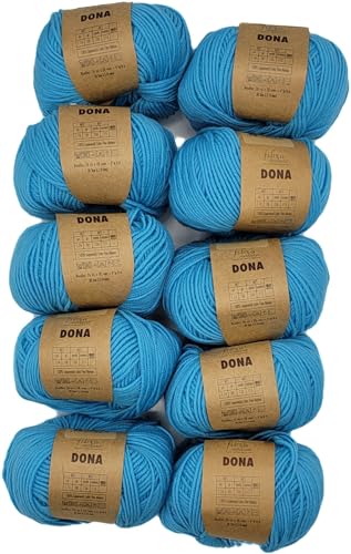 10 x 50 Gramm Ilkadim Export Merino Wolle Dona 100% Merino, 500 Gramm Paket Wolle für Stricken und Häkeln (Türkis 106-19) von Ilkadim Export