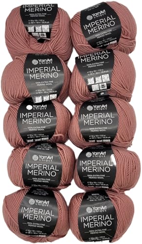 10 x 50g Imperial Merino Strickwolle, 100% Merino Wolle, 500 Gramm Merinowolle Strickgarn einfarbig (altrosa 3315) von Ilkadim Export