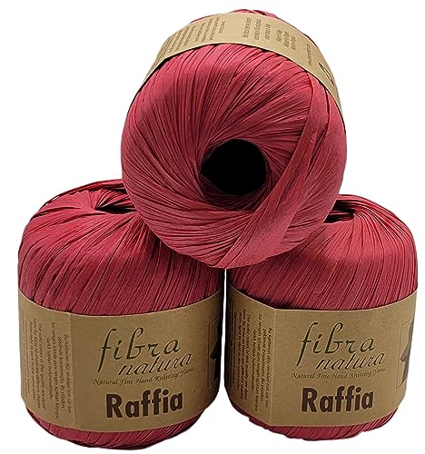 120 Gramm Fibra Natura Raffia Bast-Garn, 100% Viskose/Zellulose, Makramee Kordel Naturgarn einfarbig (bordeaux 116.-27) von Ilkadim Export